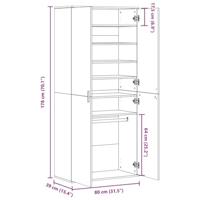 Schoenenkast 80x39x178 cm bewerkt hout gerookt eikenkleurig - thumbnail