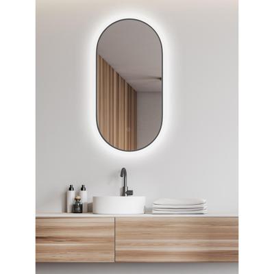 Spiegel Wiesbaden Nomi Ovaal Met LED en Spiegelverwarming 50x100 cm Gunmetal