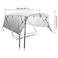VidaXL Biminitop 4 bogen met mesh zijwanden 243x(170-182)x137 cm - thumbnail