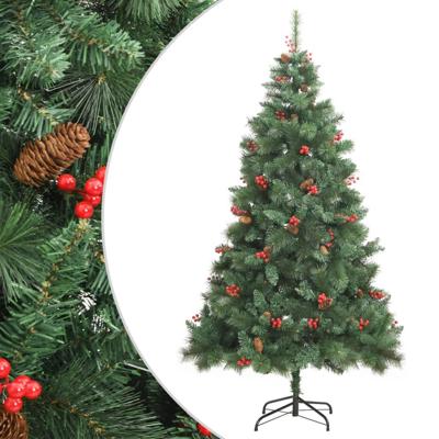 VidaXL Kunstkerstboom met scharnieren dennenappels en bessen 180 cm VidaXL Kunstkerstboom met scharnieren dennenappels en bessen 180 cm