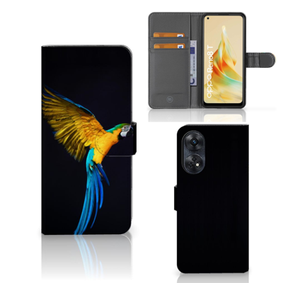 OPPO Reno8 T 4G | Telefoonhoesje | Met pasjeshouder | Papegaai OPPO Reno8 T 4G | Telefoonhoesje | Met pasjeshouder | Papegaai