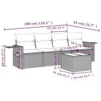 5-delige Loungeset met kussens poly rattan bruin - thumbnail