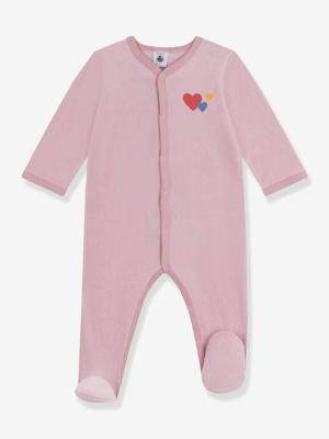 Baby pyjama in effen fluweel PETIT BATEAU rozen