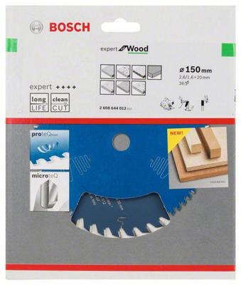 Bosch Accessories Expert for Wood 2608644012 Cirkelzaagblad 150 x 20 x 1.6 mm Aantal tanden: 36 1 stuk(s)