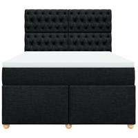 Boxspring met matras stof zwart 140x200 cm - thumbnail