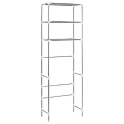 VidaXL Opbergrek voor boven toilet 3-laags 53x28x169 cm zilverkleurig
