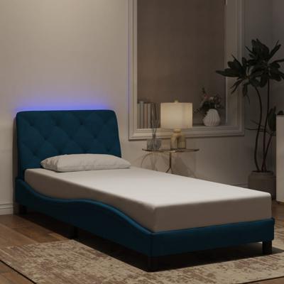 Bedframe met LED zonder matras fluweel blauw 200x200 cm