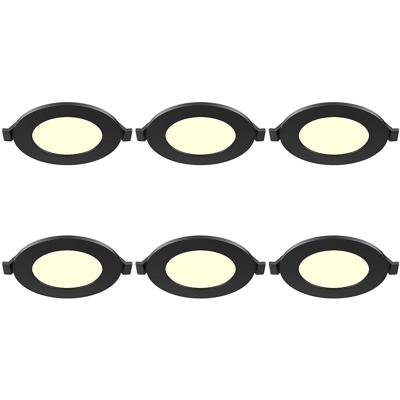 LED Downlight Inbouwspot 6 Stuks - Brinton Thin - 3W 220lm 120° Bundelhoek - Warm Wit 3000K - IP40 - Rond - Zwart - Ø85mm Buitenmaat - Ø70mm Zaagmaat