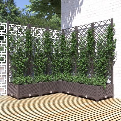 VidaXL Plantenbak met latwerk 120x120x121,5 cm polypropeen bruin
