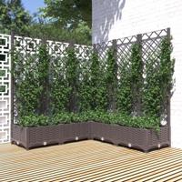 VidaXL Plantenbak met latwerk 120x120x121,5 cm polypropeen bruin - thumbnail