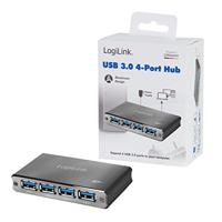 LogiLink UA0282 USB 3.0-hub Met aluminium behuizing, Met status-LEDs Space grijs - thumbnail