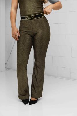 Malelions Sparkling Flared Broek Dames Goud - Maat S - Kleur: Goud | Soccerfanshop Malelions Sparkling Flared Broek Dames Goud - Maat S - Kleur: Goud | Soccerfanshop