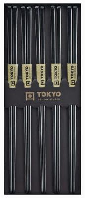 RVS Eetstokjes Set - Tokyo Design Studio - Zwart - 5 stuks
