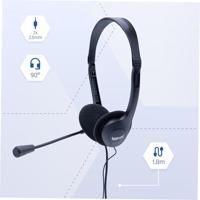 iggual Hoofdtelefoon met 90° draaibare microfoon en 1,8 m kabel met 2 x 3,5 mm jackstekker, inclusief wiel voor het instellen van het volume - thumbnail