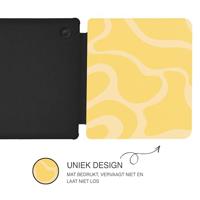 Lunso Kobo Libra Colour hoesje (7 inch) - Vegan Saffiano Leren Sleep Cover - Yellow Wave - thumbnail