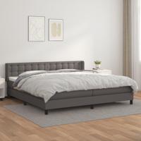 Boxspring met matras kunstleer grijs 200x200 cm - thumbnail
