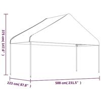 Prieel met dak 17,84x5,88x3,75 m polyetheen wit - thumbnail