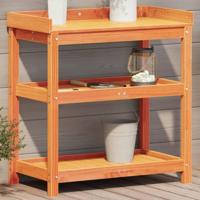 Oppottafel met schappen 82,5x45x86,5 cm grenenhout bruin - thumbnail