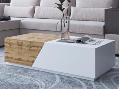 Verlengbare salontafel CESAR wit/wotan eik