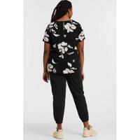 ONLY CARMAKOMA top met korte mouw en bloemenprint CARVICA zwart/wit/rood - thumbnail