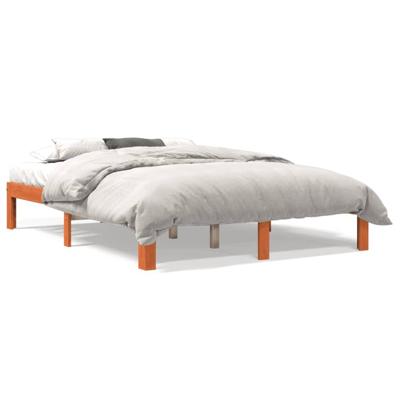 Bedframe zonder matras massief grenenhout wasbruin 135x190 cm