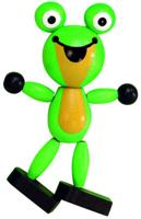 Detoa magneet kikker 6,7 x 3,4 cm hout lichtgroen/zwart - thumbnail