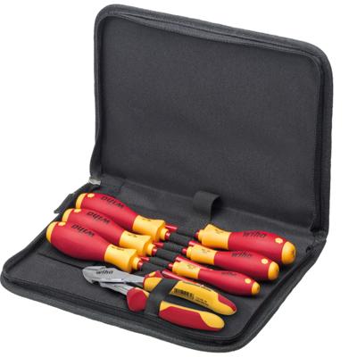 Wiha gereedschapset elektricien gereedschapsset (rood/geel, 7-delig in gereedschapetui)
