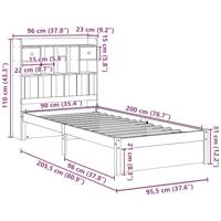 Bed met boekenkast zonder matras massief grenenhout 90x200 cm - thumbnail