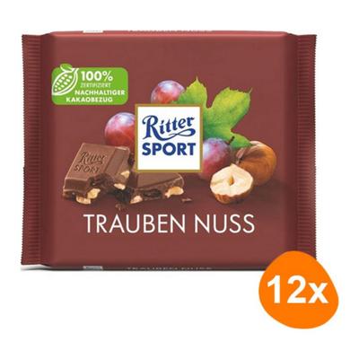 Ritter Sport - Rozijn Hazelnoot - 12x 100g