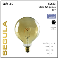 LED Globelamp 125 3,2W 150 Lumen 2200K E27 dimbaar Segula - thumbnail