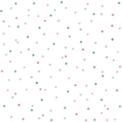 Dutch Wallcoverings Joy - Stippen - Wit/Turquoise/Roze