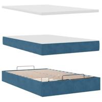Ottoman bed met matras en LED's 120x200cm fluweel donkerblauw - thumbnail