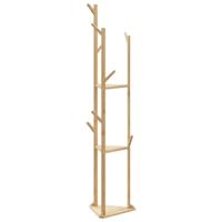 VidaXL Kapstok met haken en schappen 39x33x166 cm bamboe - thumbnail