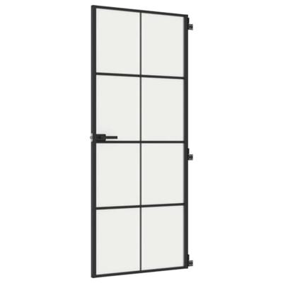VidaXL Binnendeur smal 83x201,5 cm gehard glas en aluminium zwart