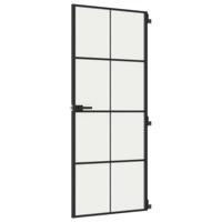 VidaXL Binnendeur smal 83x201,5 cm gehard glas en aluminium zwart - thumbnail