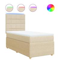 Boxspring met matras stof crèmekleurig 90x200 cm - thumbnail