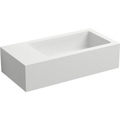 Fontein Clou Flush 3 36x18x9cm Mineraal Marmer Glans Wit (Met Voorbewerkt Kraangat Links)