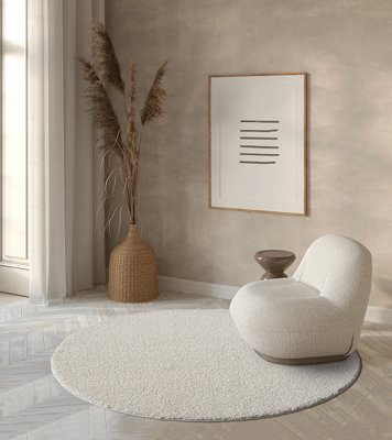 Karpet24 Vloerkleed Laagpolig Effen Cream -Ø 120 cm