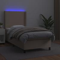 Boxspring met matras en LED kunstleer cappuccinokleur 80x200 cm - thumbnail