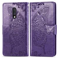 Butterfly Love bloemen reliëf horizontale Flip lederen case voor een plus 7 met houder & kaartsleuven & portemonnee & Lanyard (donker paars) - thumbnail