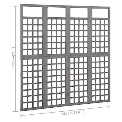 Kamerscherm/trellis met 4 panelen161x180 cm vurenhout grijs Kamerscherm/trellis met 4 panelen161x180 cm vurenhout grijs
