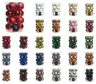 16 Kerstballen glas glans-mat 80mm ossenbloed KSD - Ksd