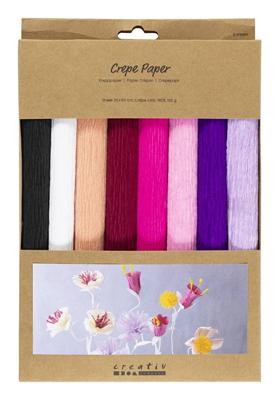 Creativ Company Crêpepapier, vel 25x60 cm, crêpe-verhouding: 180%, 105 gr, paars/roze harmonie, 8 vel/ 1 doos