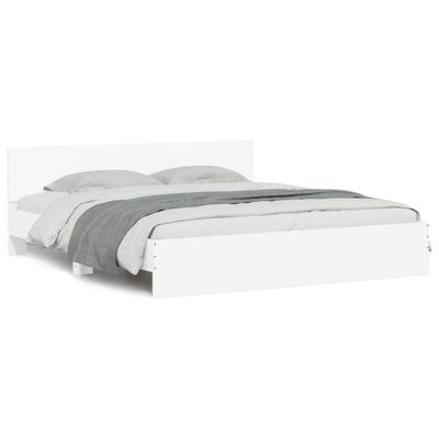 Bedframe met hoofdeinde en LED-verlichting wit 200x200 cm