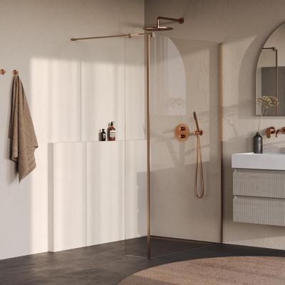 BRAUER Oblivion Inloopdouche - 110x200cm - 40cm zijwand - glascoating - helder glas - geborsteld koper PVD GS-OBI2H11040200GK