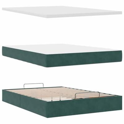 Ottoman bed met matras 140x200cm fluweel donkergroen