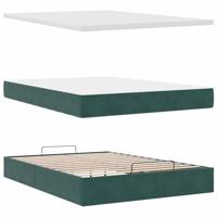 Ottoman bed met matras 140x200cm fluweel donkergroen - thumbnail