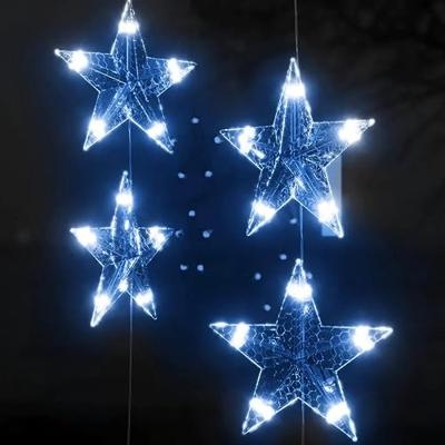 VidaXL Lichtsnoergordijn sterren met 200 led&apos;s en 8 functies blauw - thumbnail