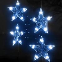 VidaXL Lichtsnoergordijn sterren met 200 led&apos;s en 8 functies blauw - thumbnail