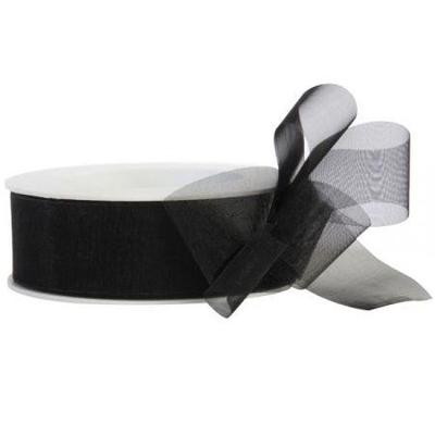 Organza lint 25mm x 25 meter zwart